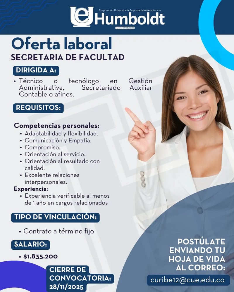 web CONVOCATORIA SECRETARIA FACULTAD